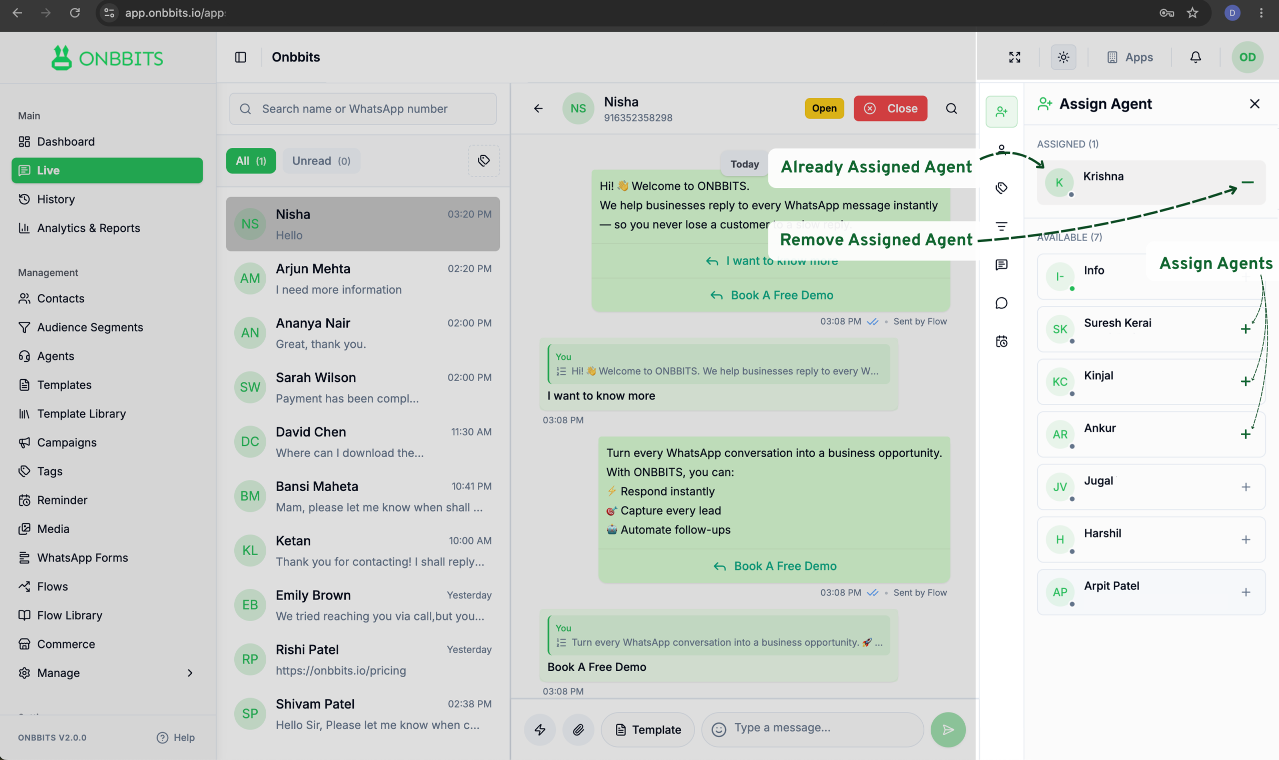 Chat Assignment | Onbbits Help Center