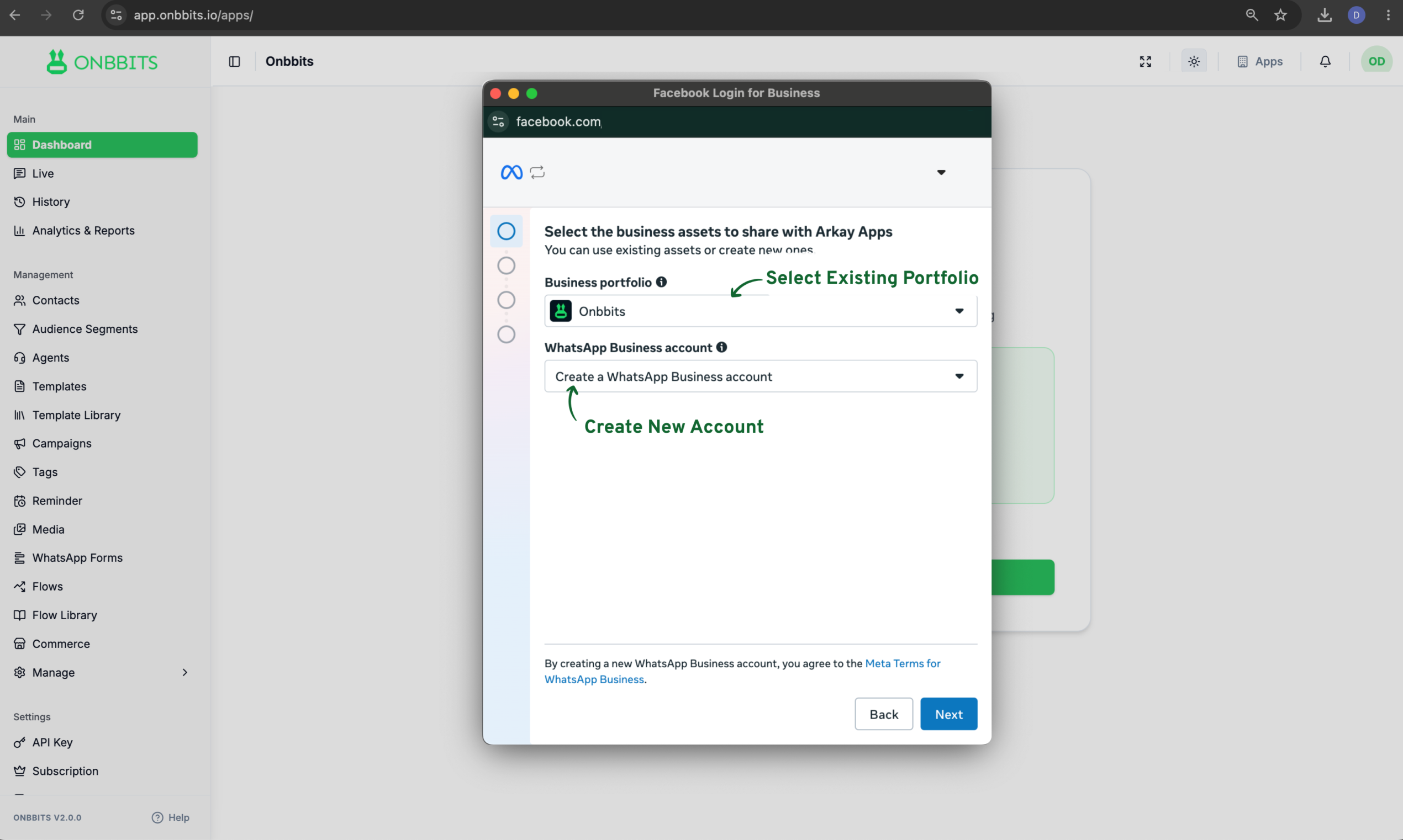 Select Existing Portfolio | Onbbits Help Center